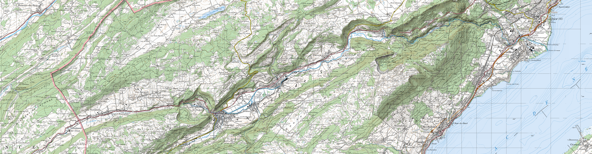 Carte topographique du Val-de-Travers